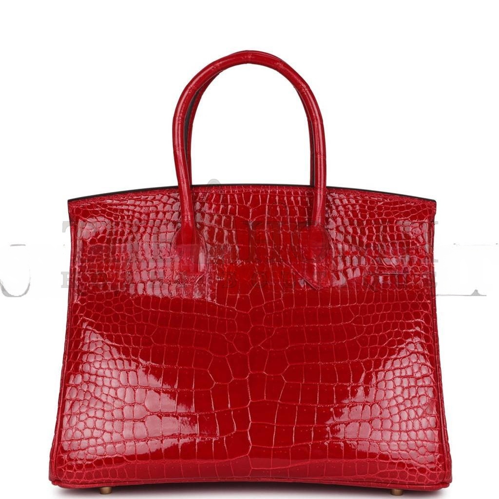 H**me5 MASTER BIRKIN 30 BRAISE SHINY POROSUS CROCODILE GOLD HARDWARE (30*22*16cm) Master Quality